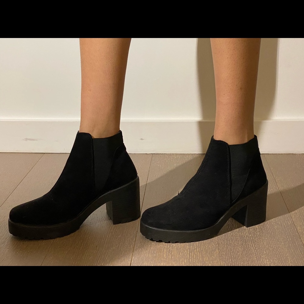 Topshop Black Suede Booties